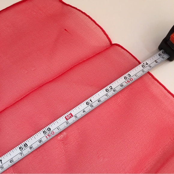 Vintage 40 50 Retro Sheer Red Oversized Long Scarf Wrap Minimalist Evening - Picture 14 of 15